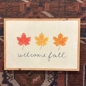 Autumn Welcome Wall Art with Red and Orange Leaves